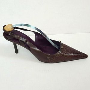 Escada heel brown leather shoes women size 39.5